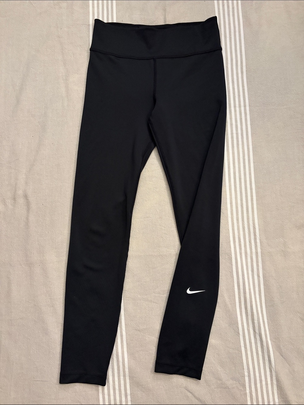 Nike Black Girls' Leggings with White Swoosh